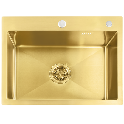 Edelstahlspüle Liam BRUSH GOLD mit Küchenarmatur 2