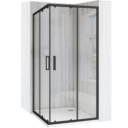 Duschkabine Rea City 80x80 Black mit Duschwanne Savoy 1