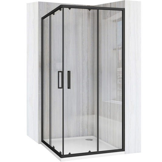 Duschkabine Rea City 80x80 Black mit Duschwanne Savoy 1