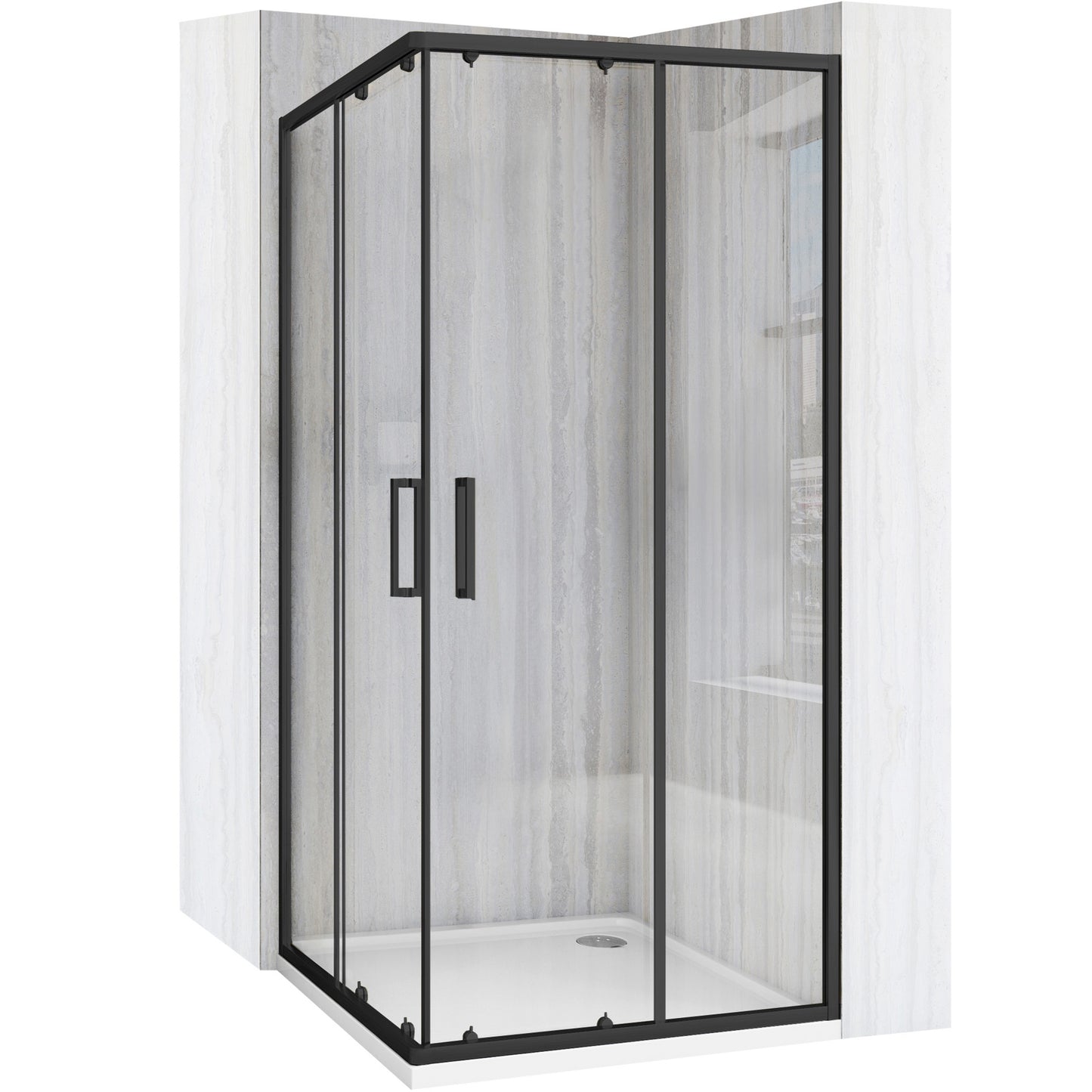Duschkabine Rea City 80x80 Black mit Duschwanne Savoy Schwarz 1