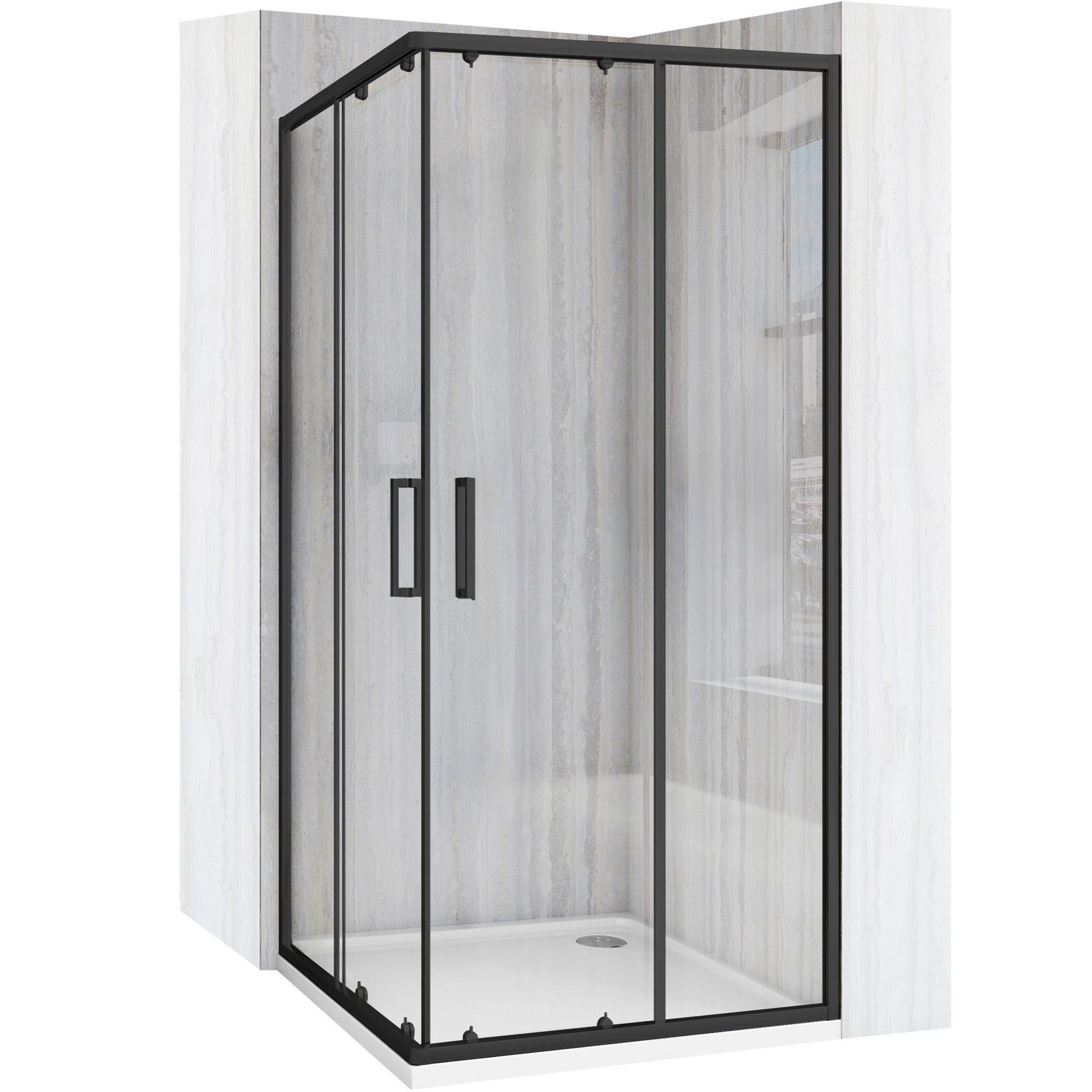 Duschkabine Rea City 80x80 Black mit Duschwanne Savoy Schwarz 1