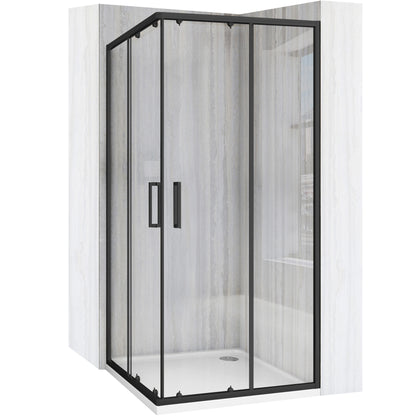Duschkabine Rea City 80x80 Black mit Duschwanne Savoy Schwarz 1