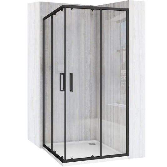 Duschkabine Rea City 80x80 Black mit Duschwanne Savoy Schwarz 1