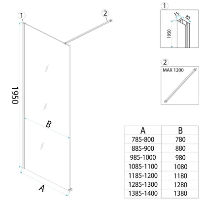 Duschwand Rea Flexi Transparent / Brush Copper 90  7