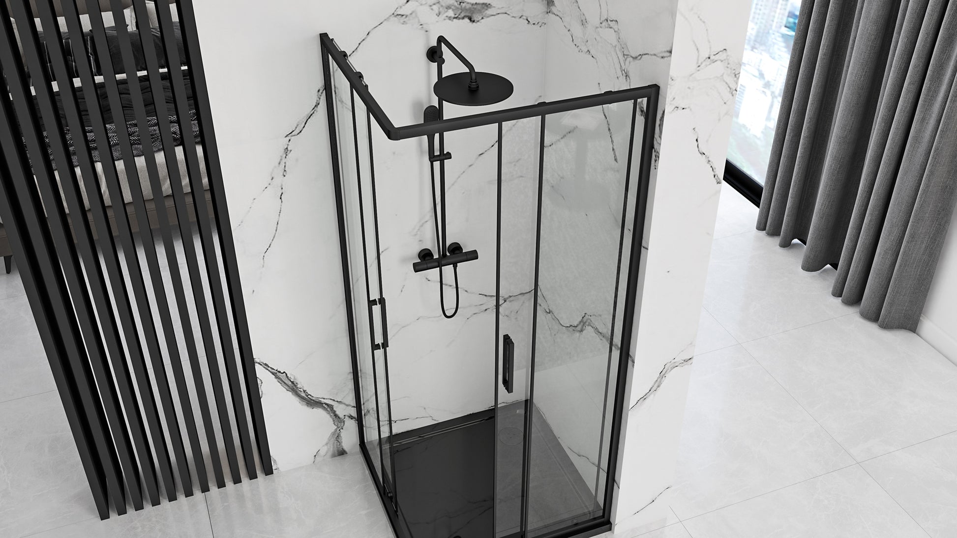 Duschkabine Rea Punto black 90x90 mit Duschwanne Savoy Schwarz 3