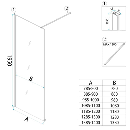 Duschwand Rea Flexi Transparent / Titan 130  9