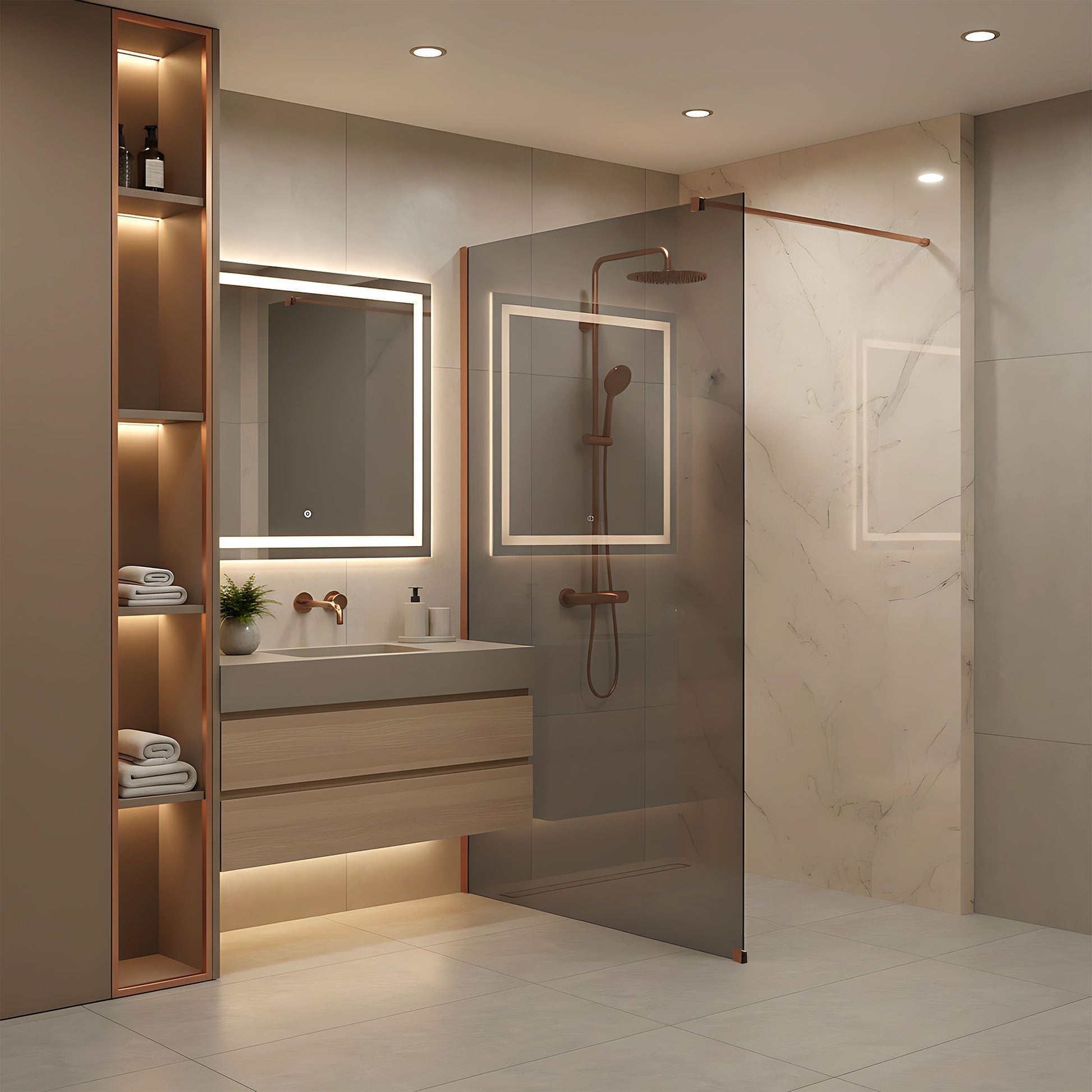 Duschwand Rea Flexi Grey / Brush Copper 140  8