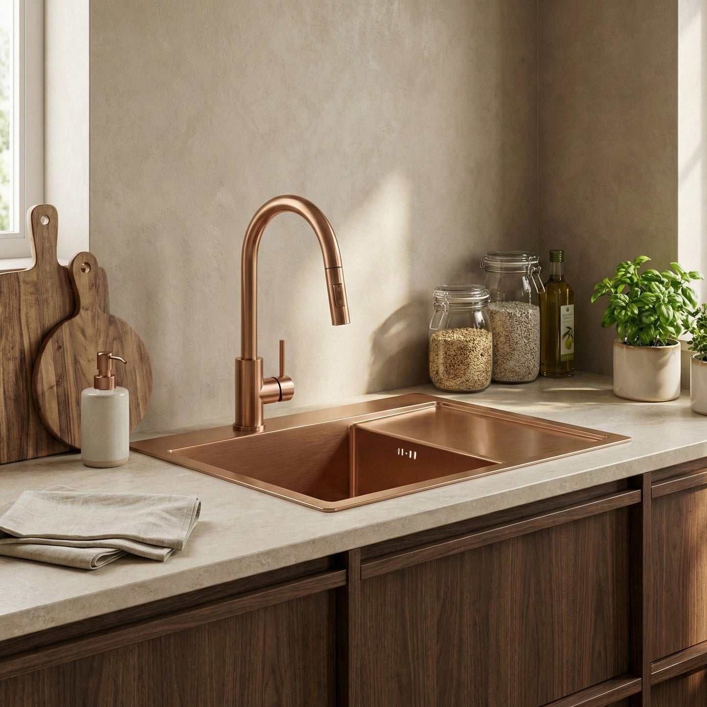 Edelstahlspüle Fin BRUSH COPPER ohne Küchenarmatur 3