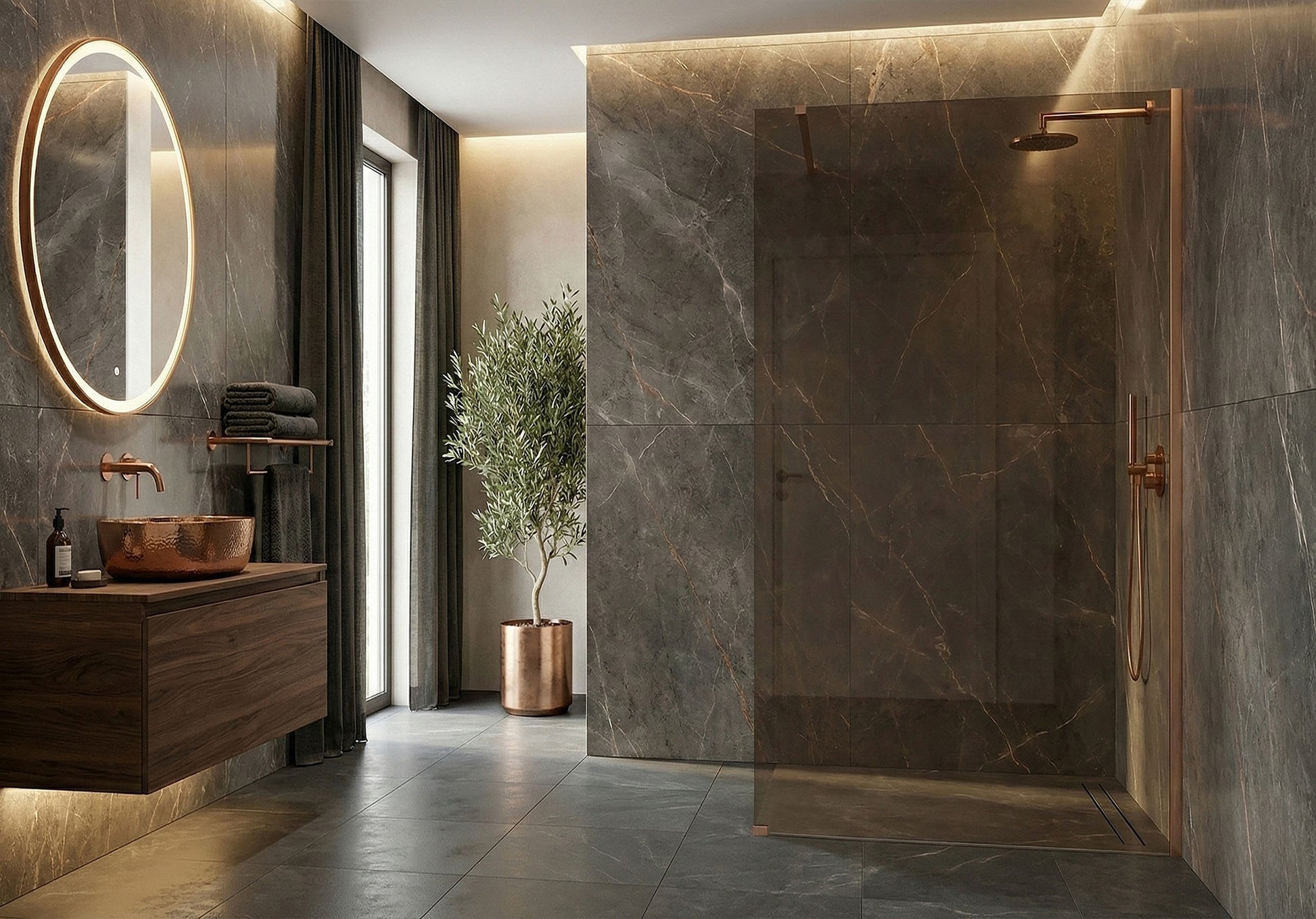 Duschwand Rea Flexi Brown / Brush Copper 80  3