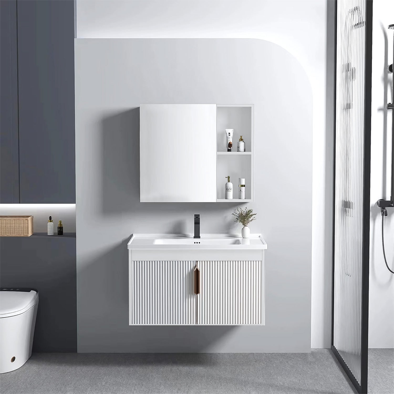 Badezimmermöbel-set Mit Waschbecken Astor 60cm White  1