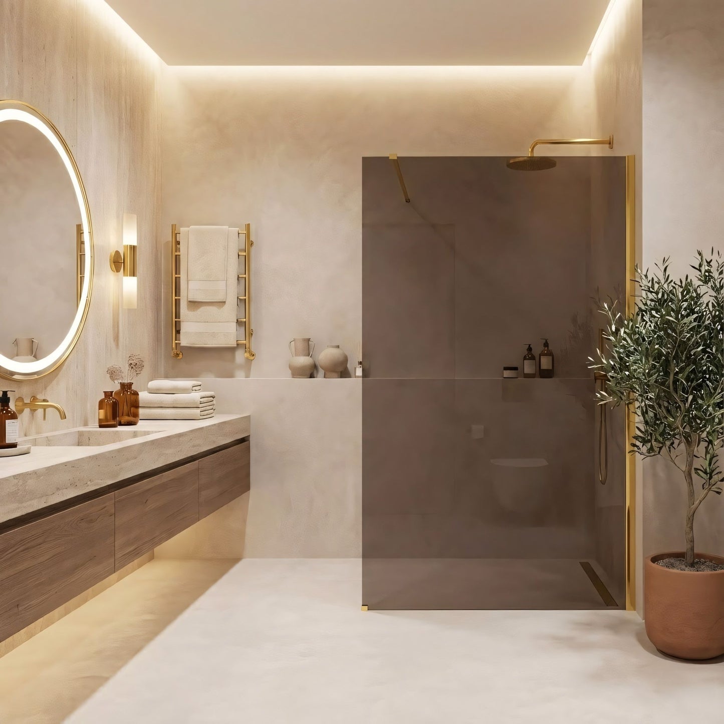 Duschwand Rea Flexi Brown / Gold 100  6