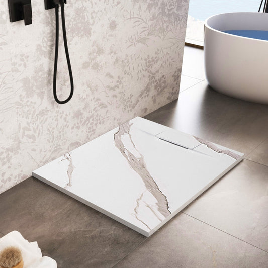 Duschtasse Bazalt CARRARA WHITE 90x90  1