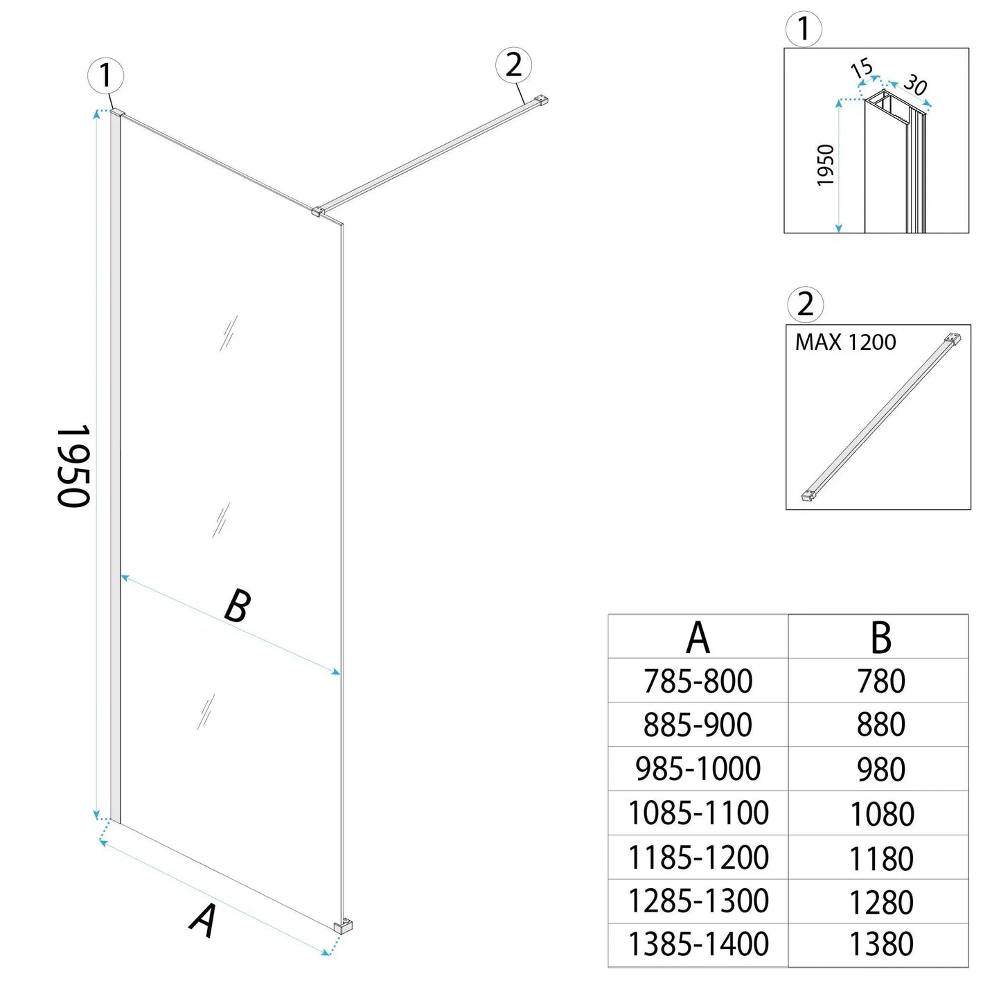 Duschwand Rea Flexi Brown / Brush Copper 90  8