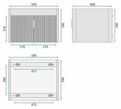 Badezimmermöbel-set Mit Waschbecken Astor 60cm Grey  7
