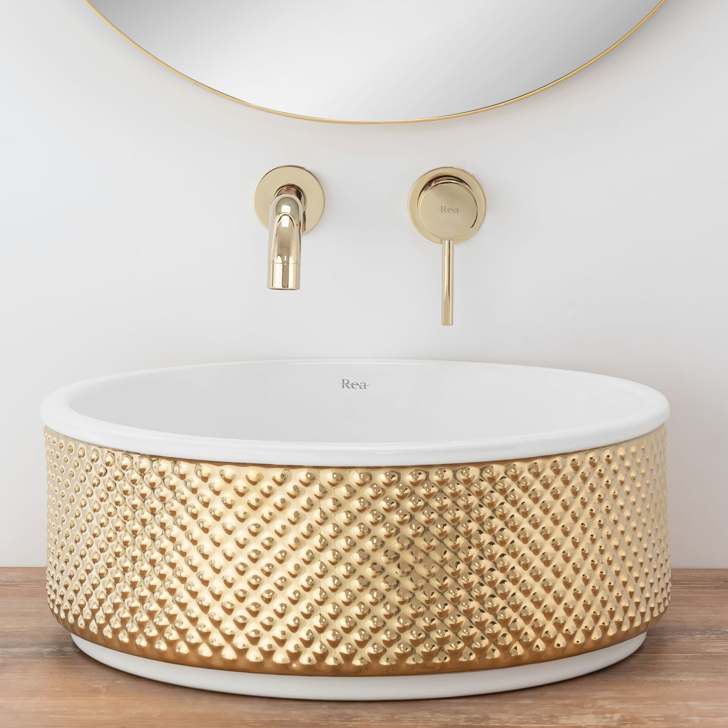 Aufsatzwaschbecken Rea Helen Gold White 4