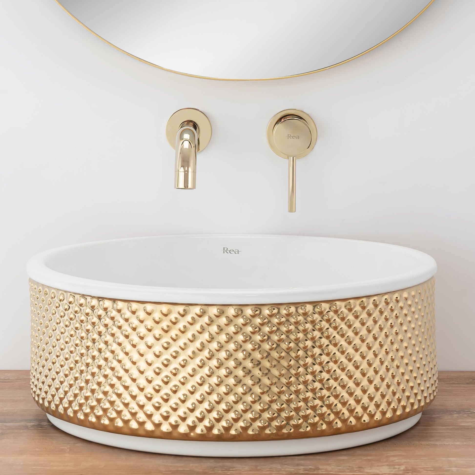Aufsatzwaschbecken Rea Helen Gold White 4