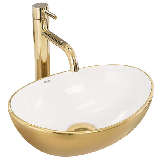 Aufsatzwaschbecken Rea Sofia mini GOLD / WHITE Shiny 1