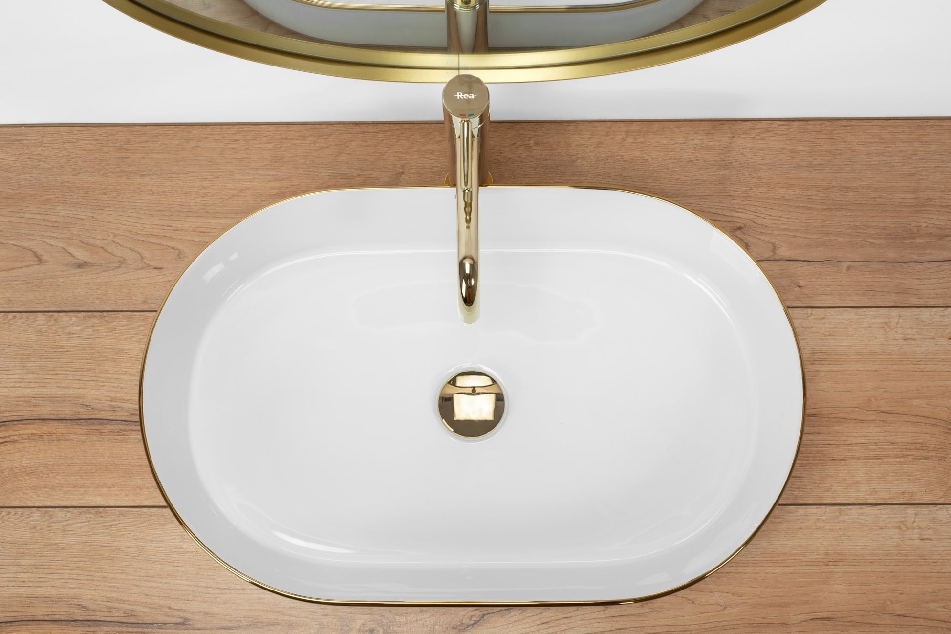 Aufsatzwaschbecken Rea Nadia white Gold edge  5