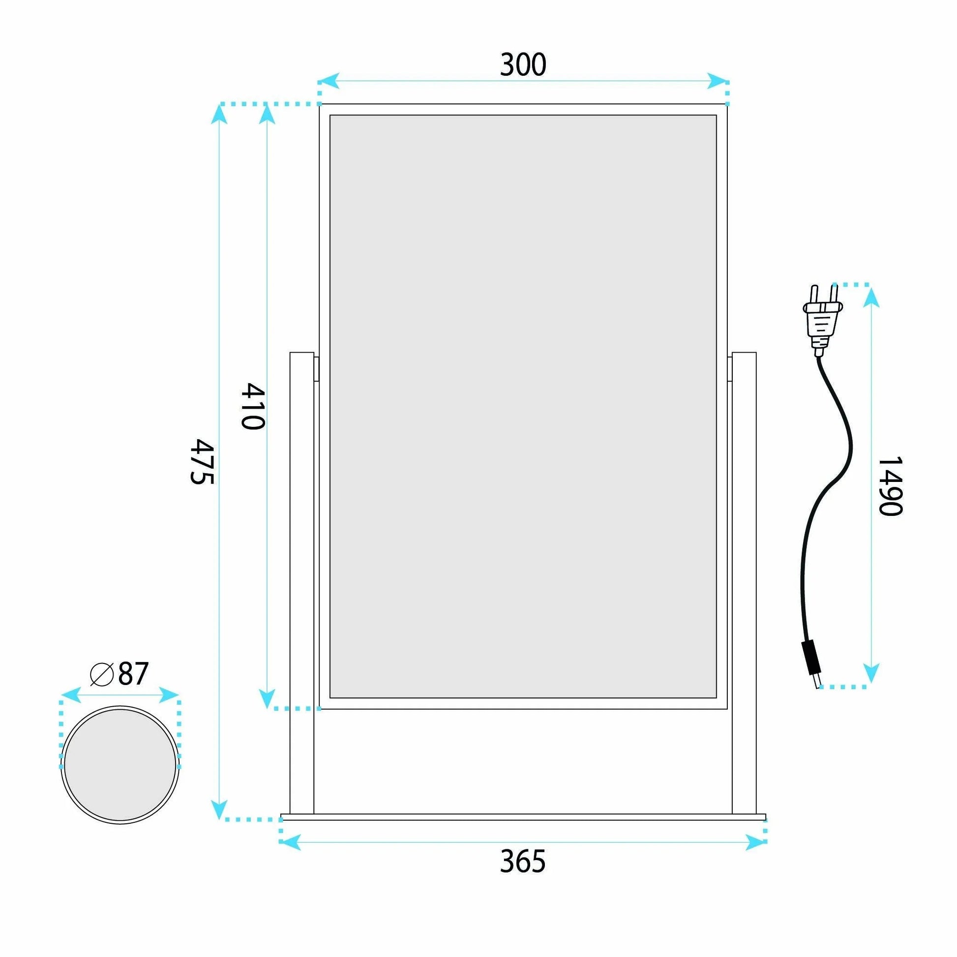 Spiegel LED LUMI Black 30x40cm  10