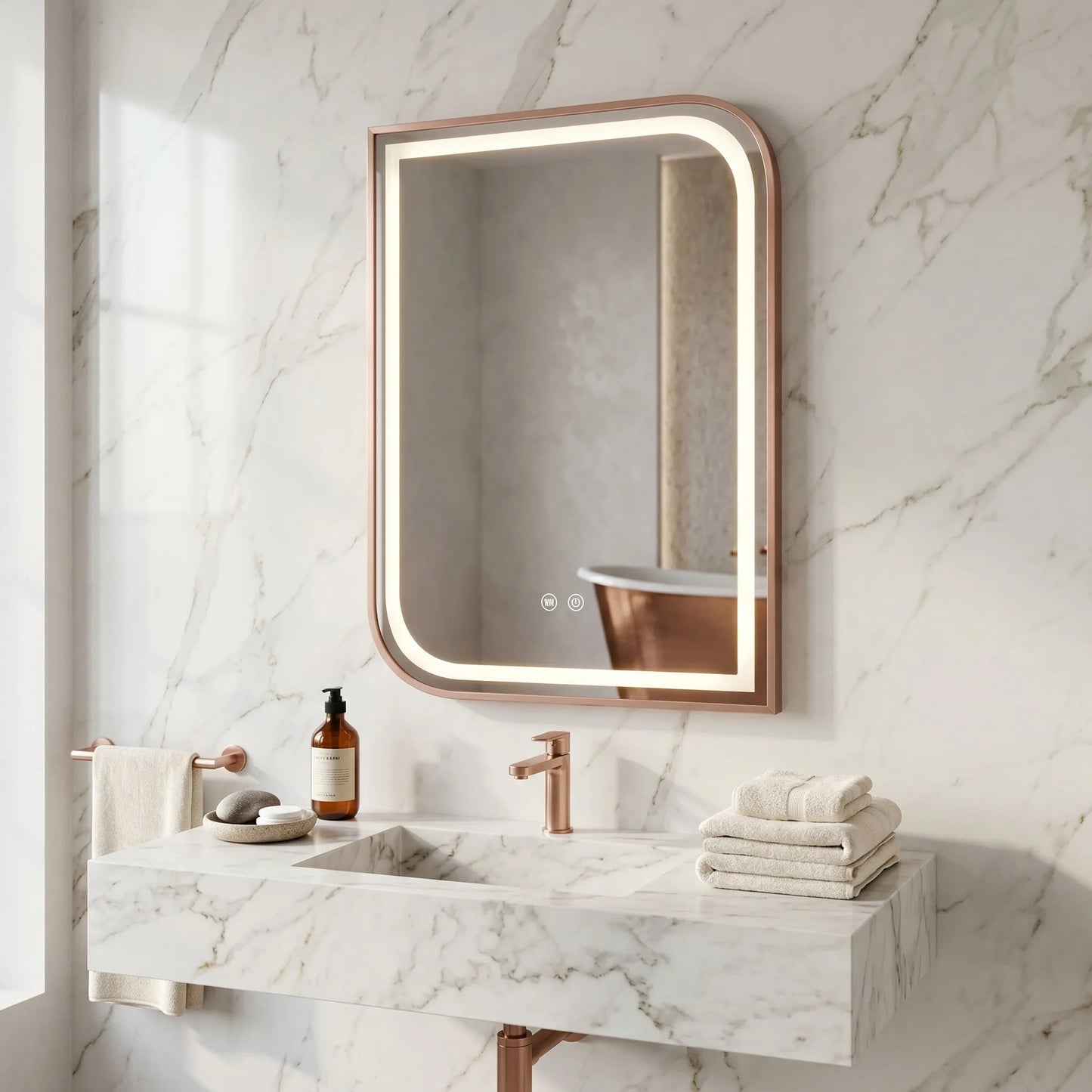 Spiegel LED ZONE 80x60 BRUSH ROSE GOLD  10