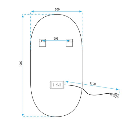 Spiegel LED OVL 50x100cm Black  10