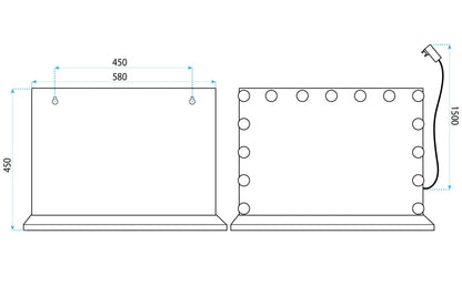 Spiegel LED HOLLYWOOD L.Gold  10