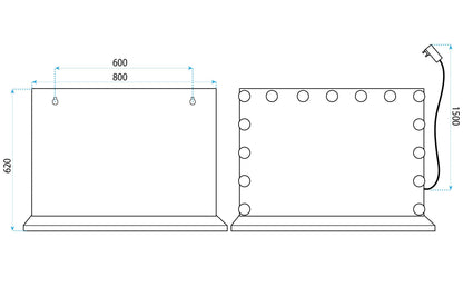 Spiegel LED HOLLYWOOD Black 80x60  10