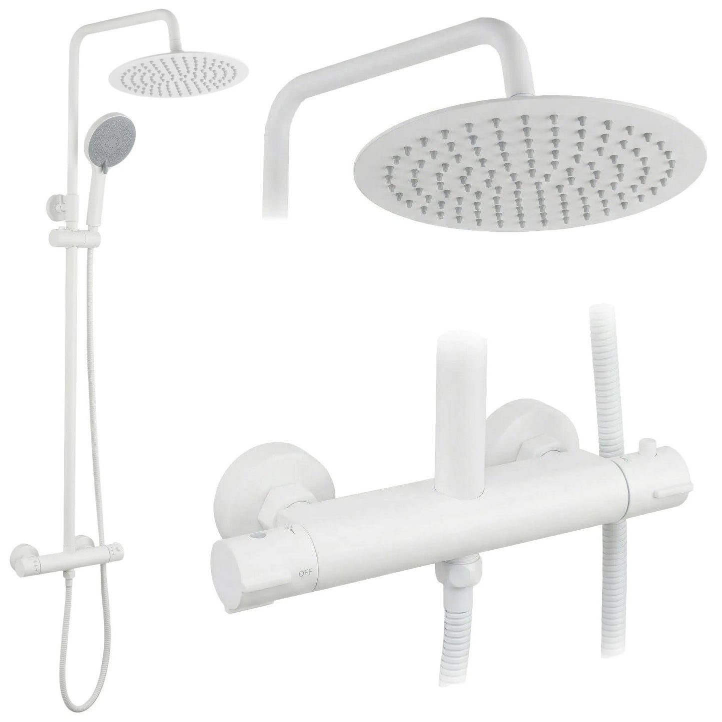 Duschset ohne Auslauf mit Thermostat Rea Lungo White  10