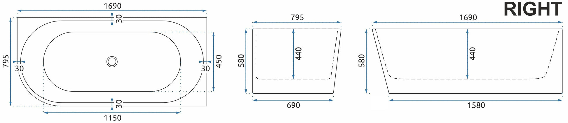 Acryl Eckbadewanne SYDNEY BELLANTO RIGHT 170cm Gebürstete Kupfer Stöpselabdeckung 10
