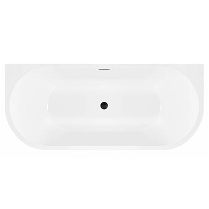 Acryl Wandmontage Badewanne OLIMPIA 150 cm Schwarze Stöpselabdeckung 10