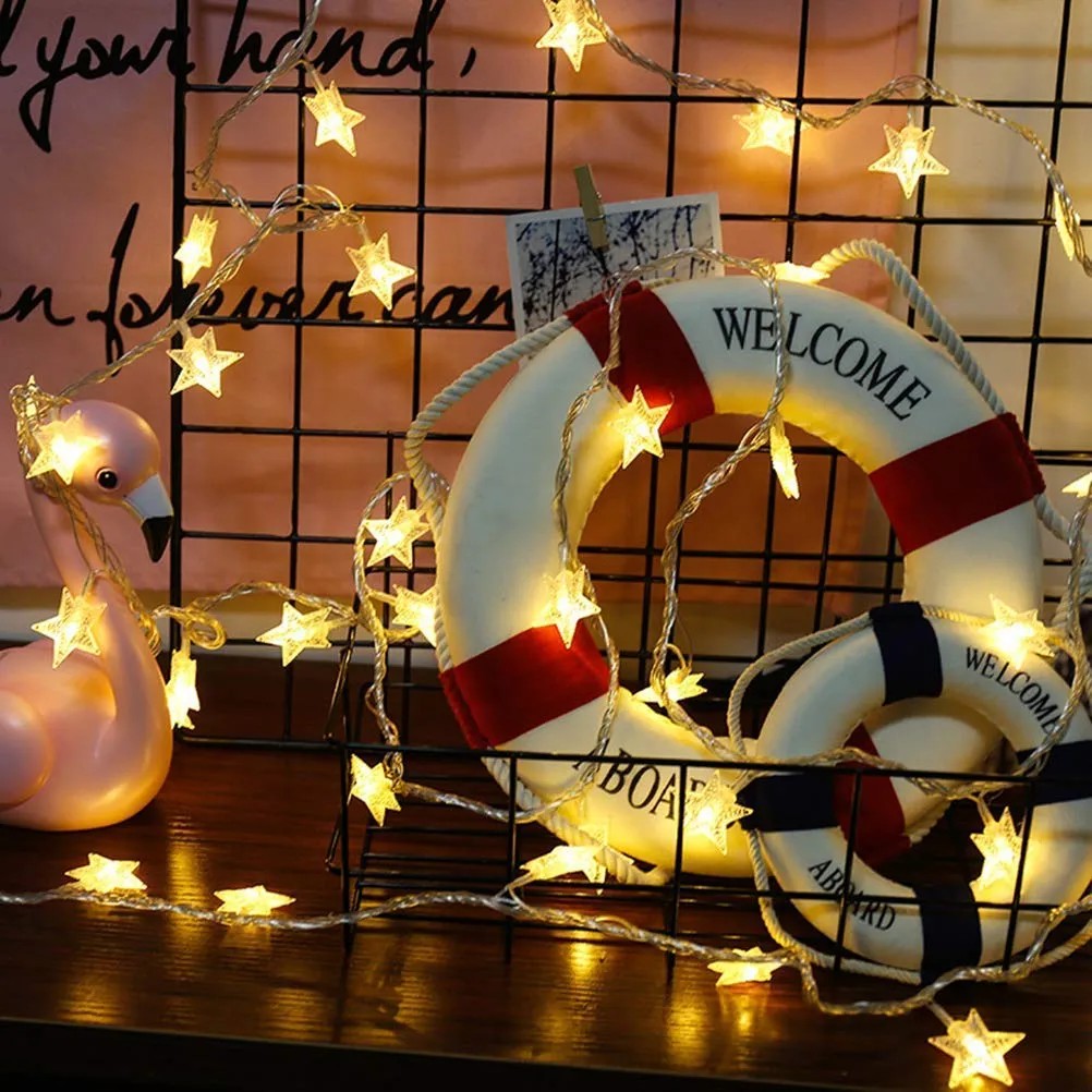 Weihnachtsbaum Lichterkette LED Gold Stars 10