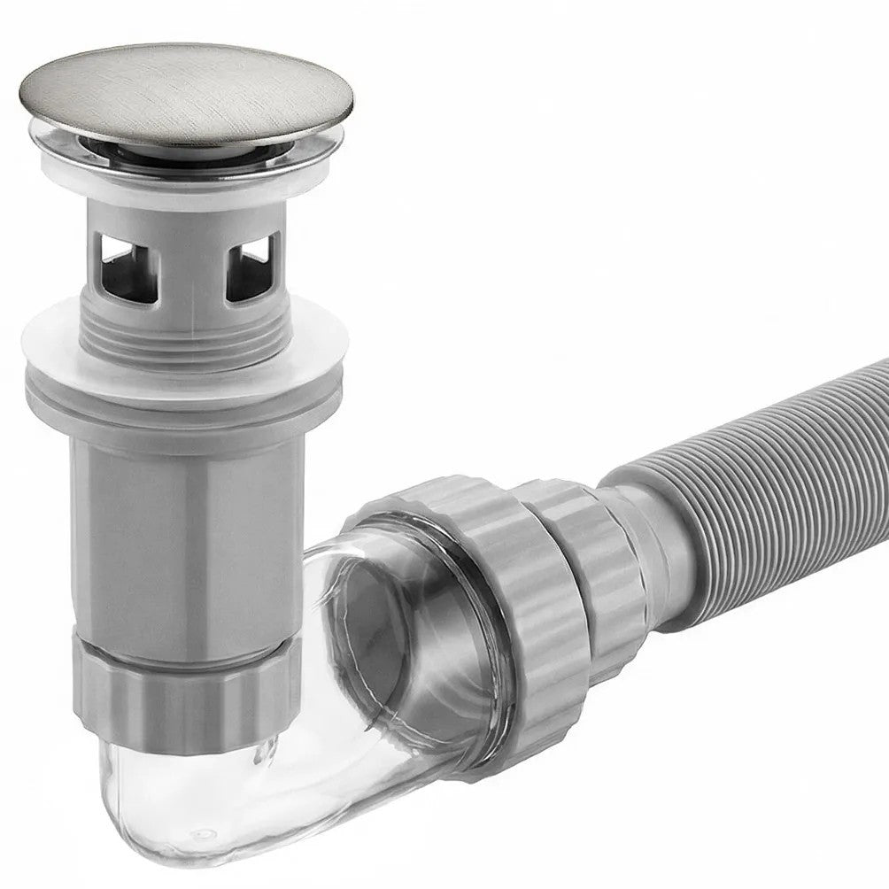 Waschbecken-Siphon Klik-Klak Universal REA Flow Brush Nickel  10