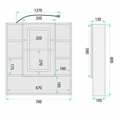 LED-Spiegelschrank Rea Luna 70x80cm 10