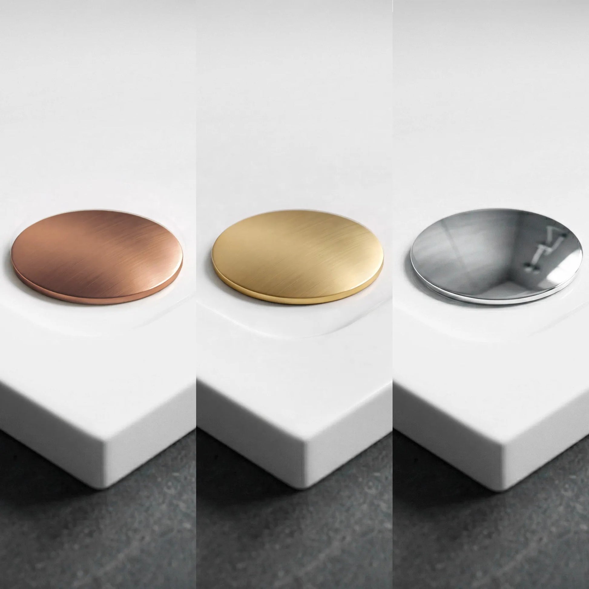 Acryl Duschwanne Rea Savoy white  90x90 Gebürstete Gold Abdeckung 11