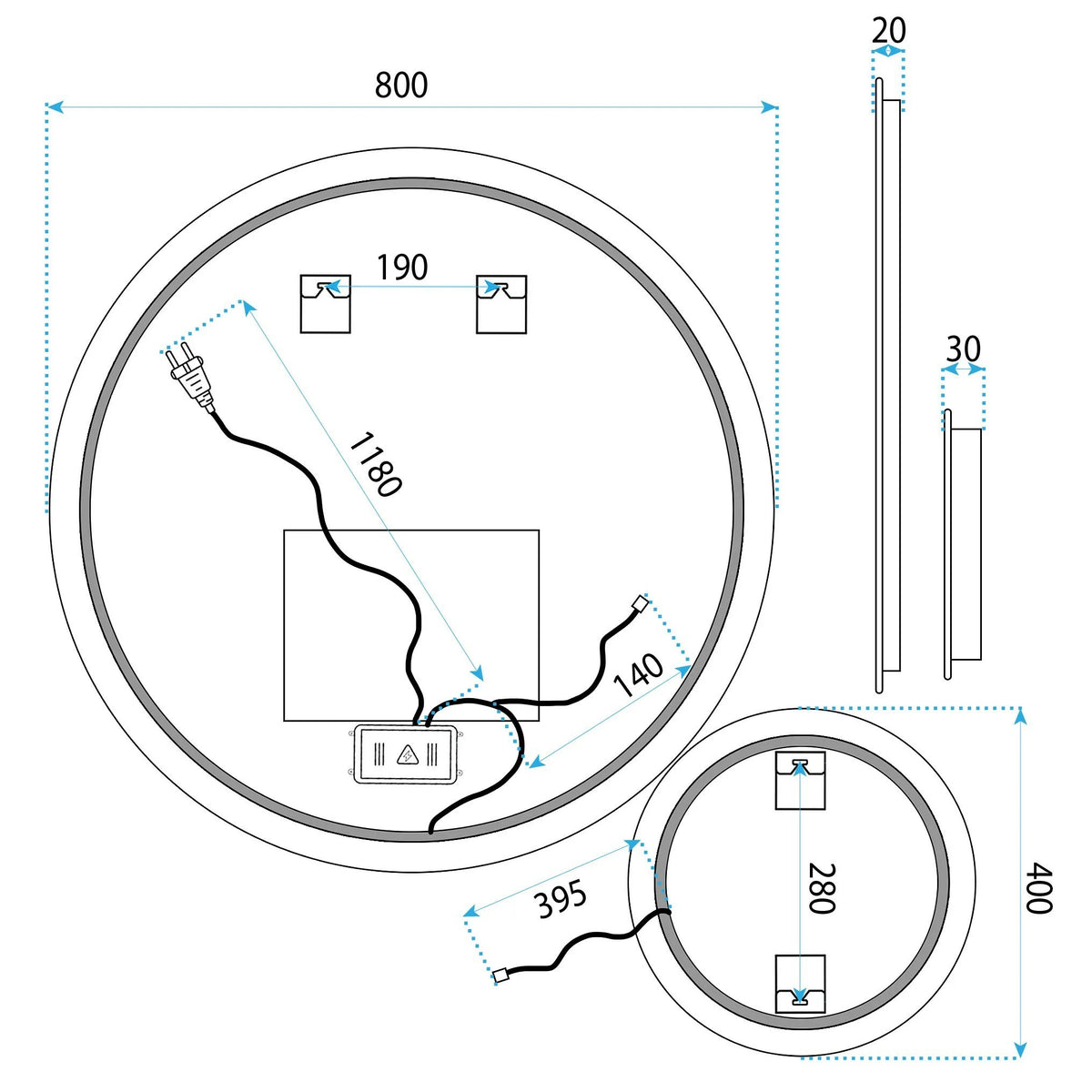 Spiegel LED R-8040 80cm + 40cm  11