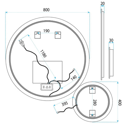 Spiegel LED R-8040 80cm + 40cm  11
