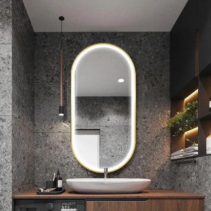 Spiegel LED OVL 50x100cm Brush Gold  11