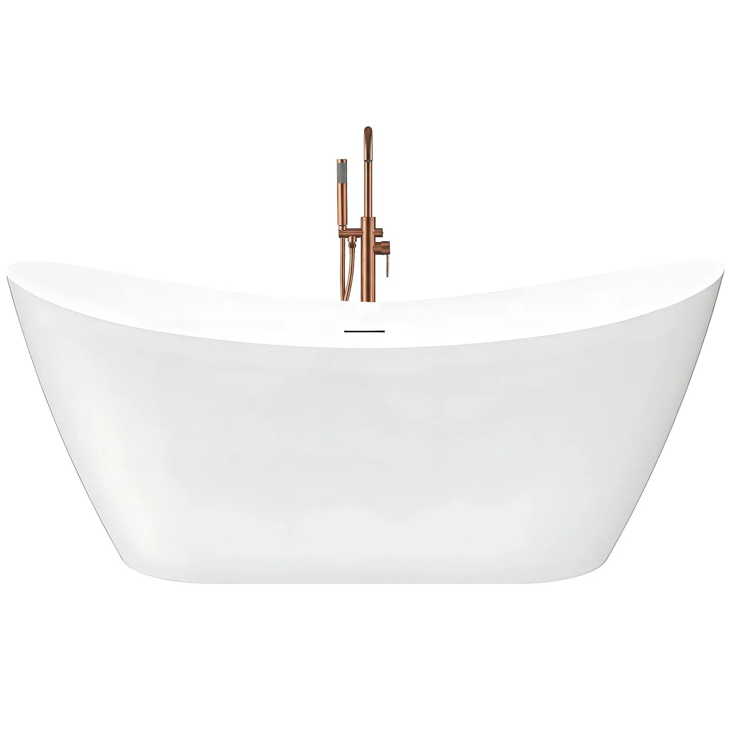 Freistehende Badewanne Rea Ferrano Slim 160 Gebürstete Gold Stöpselabdeckung 11