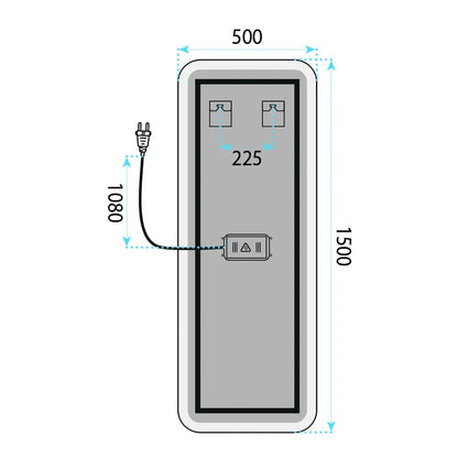 Spiegel LED 150x50cm MOL-SQ  11