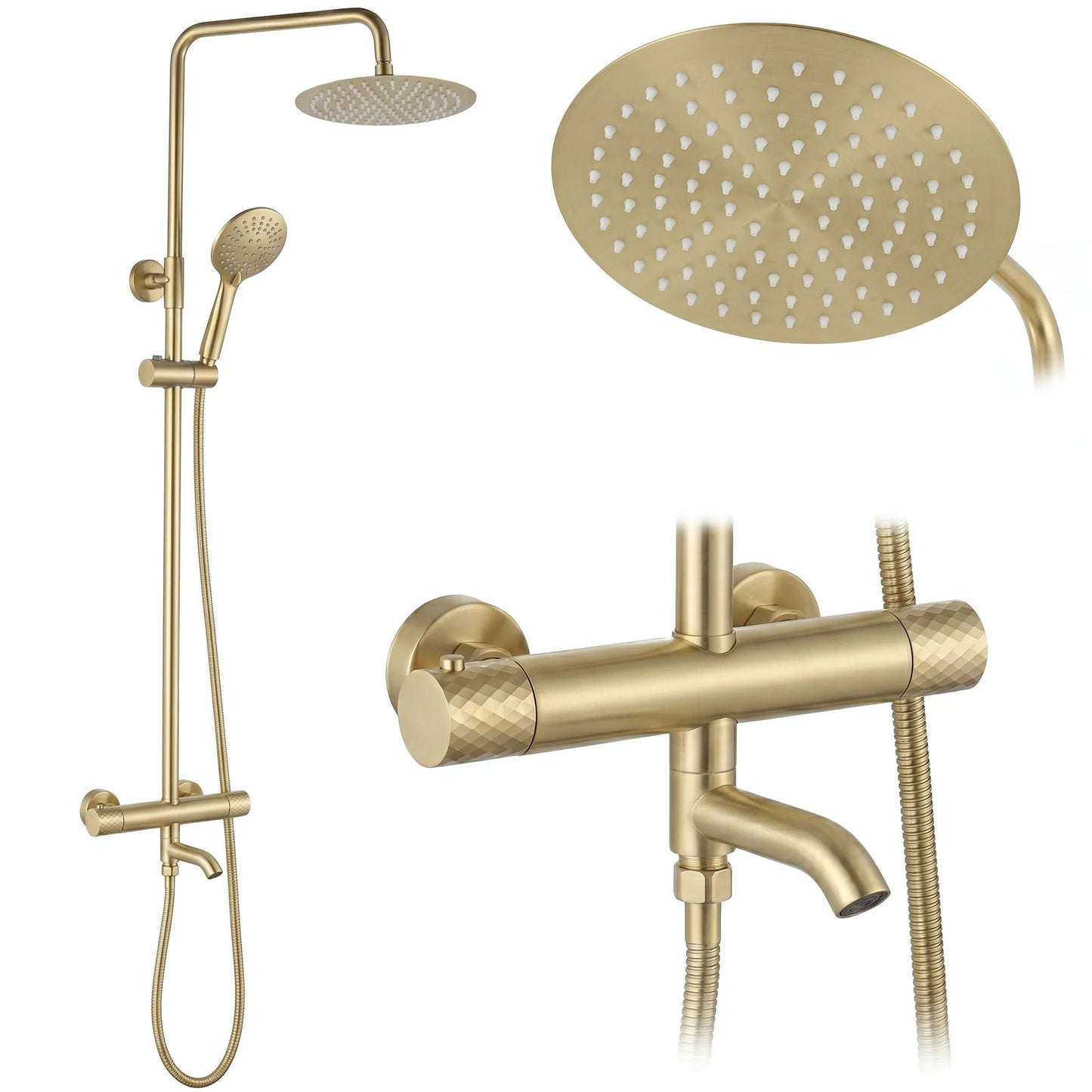 Thermostat Duschset Lungo Diamond Gold Brush  11