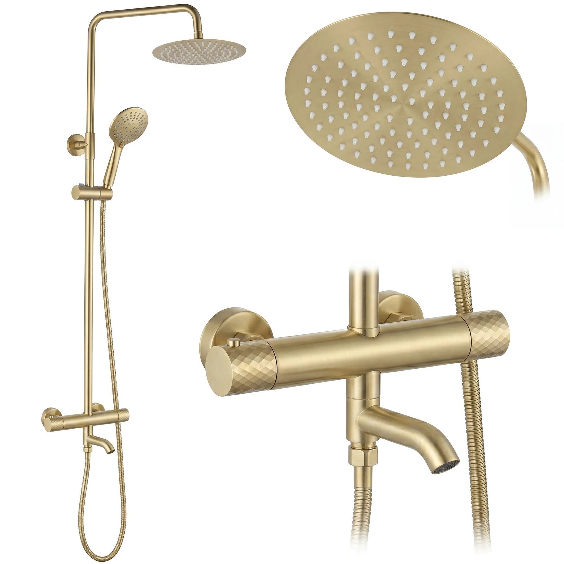 Thermostat Duschset Lungo Diamond Gold Brush  11