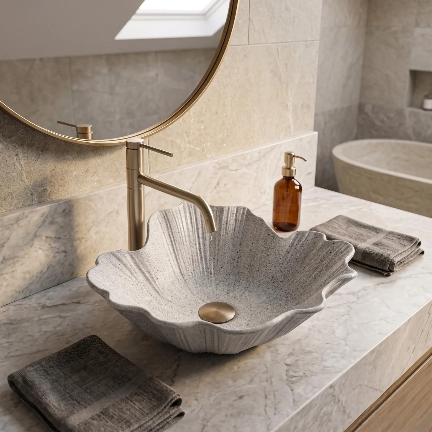 Aufsatzwaschbecken Rea Flower Grey 11