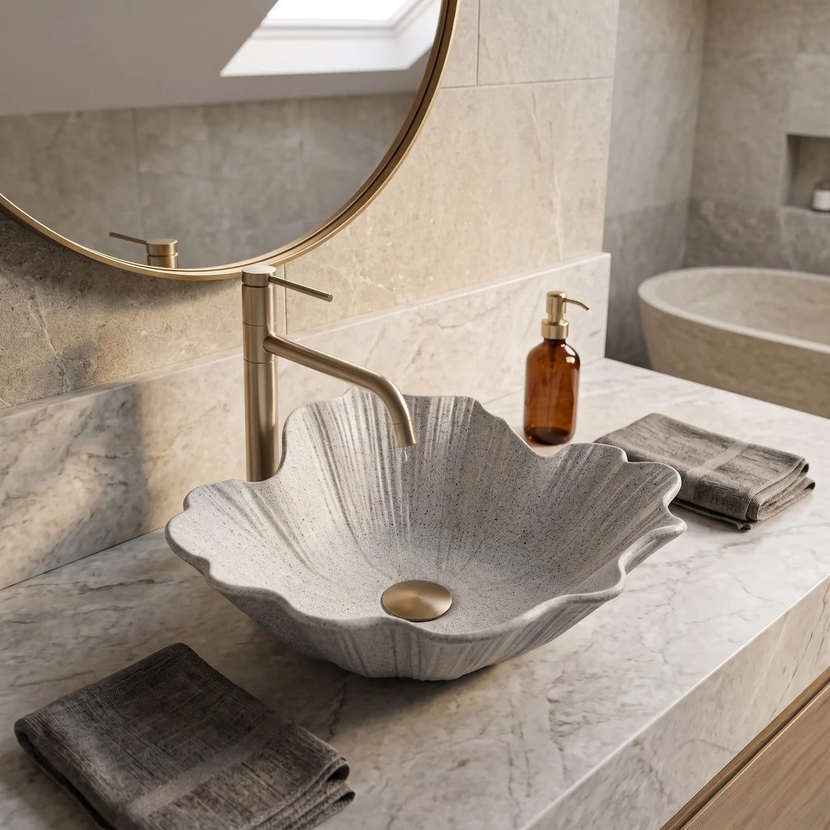 Aufsatzwaschbecken Rea Flower Grey 11