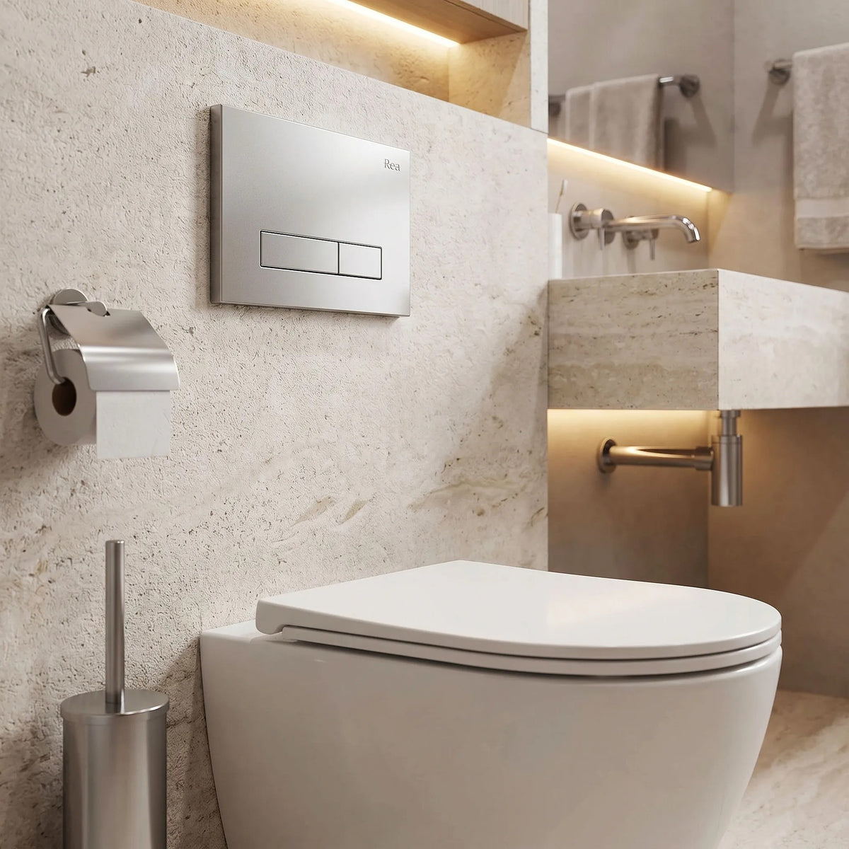 Unterputz-WC-Gestell Set Slim 024N Mit Satin HD Drückerplatte 11