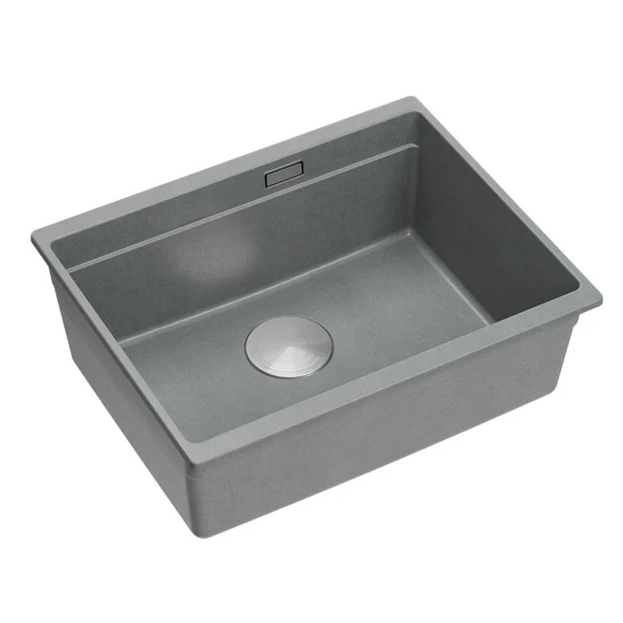 Granitspülbecken Logan 100 Grey Metallic Stöpsel Gold 11