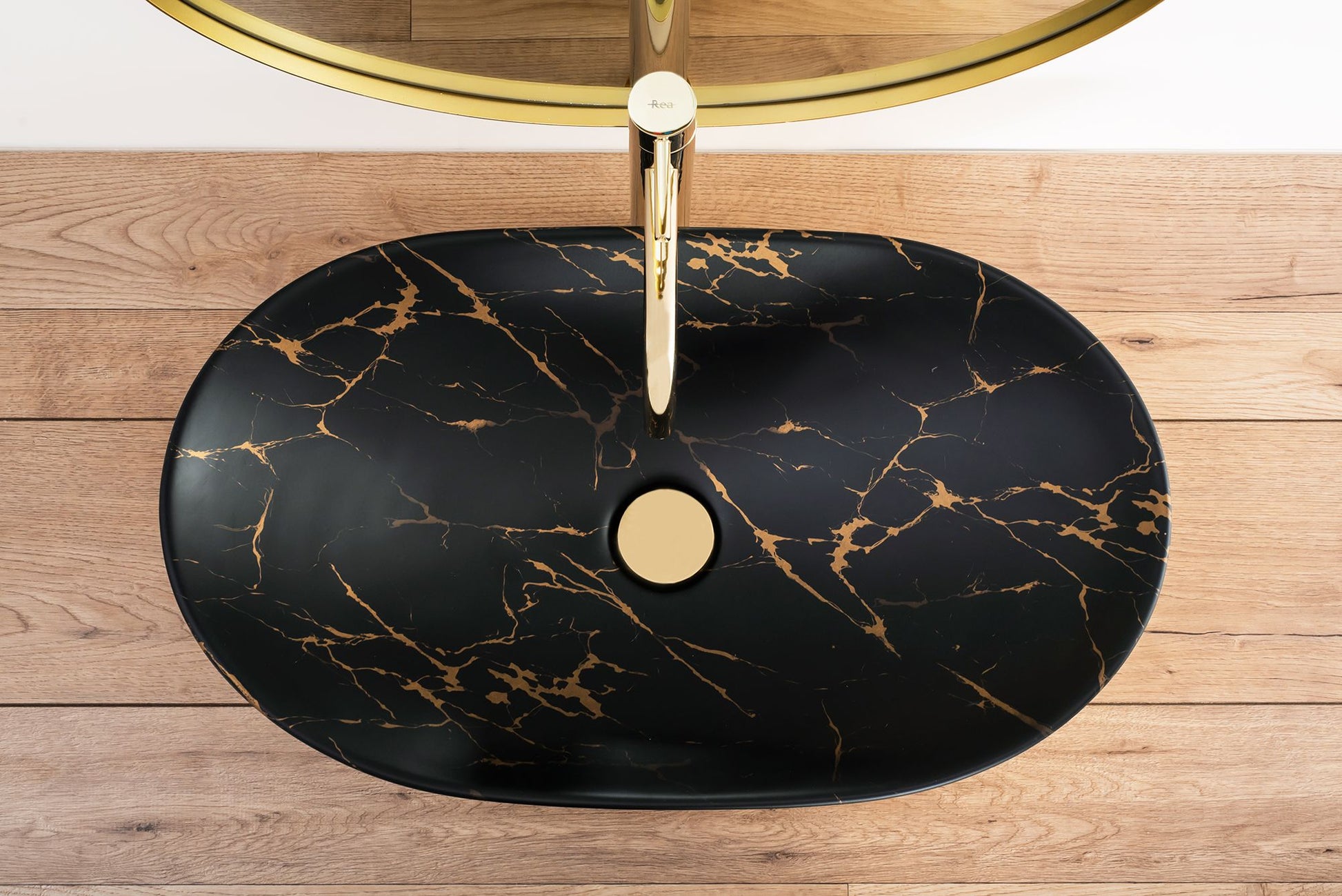 Aufsatzwaschbecken REA Royal In Black Marble Gold 3