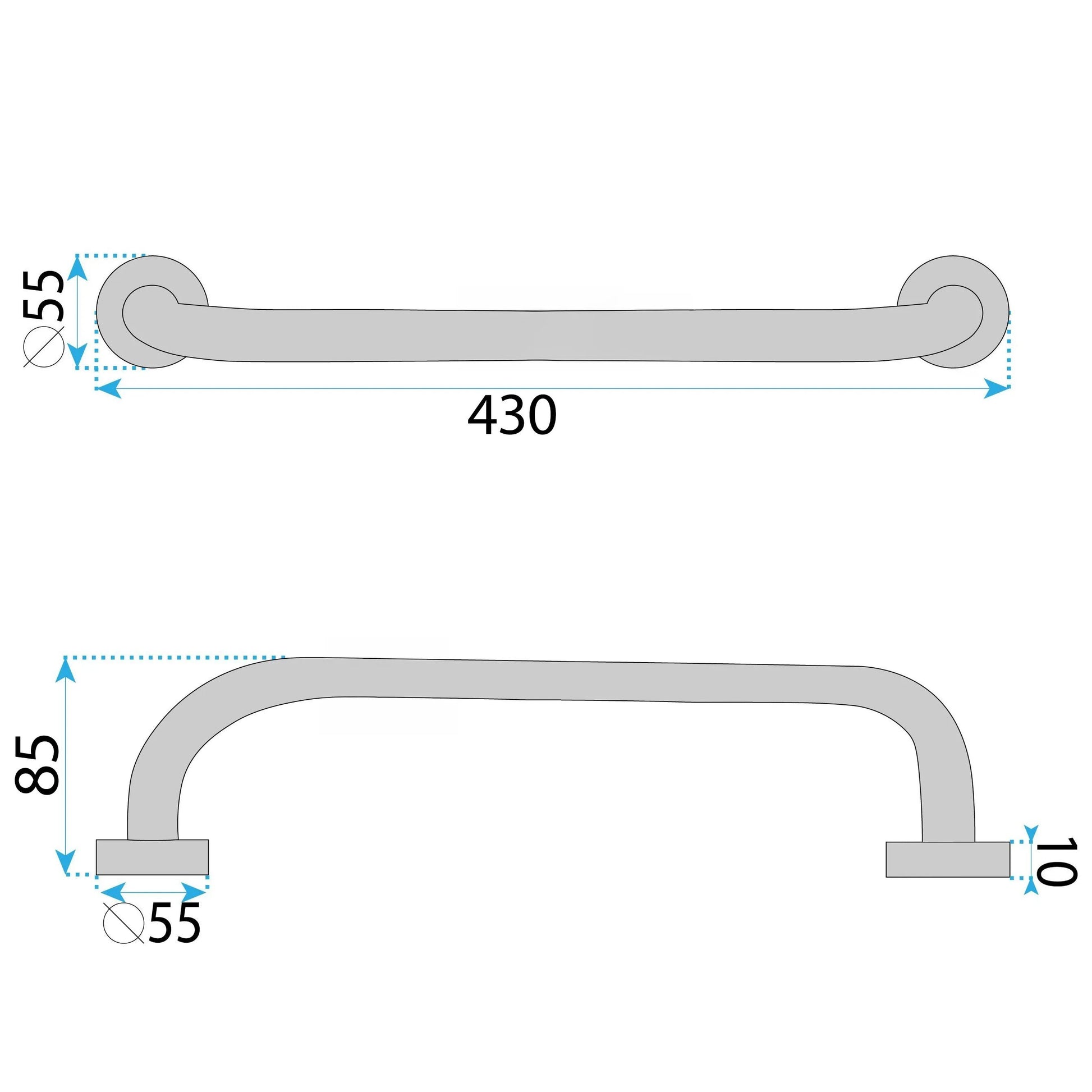 Gerader Haltegriff fürs Badezimmer Chrome 40cm  12