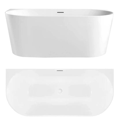 Acryl Wandmontage Badewanne CAPRI SLIM 170cm Gebürstete Kupfer Stöpselabdeckung 12