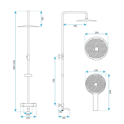 Thermostat Duschset Lungo Diamond Copper Brush  12