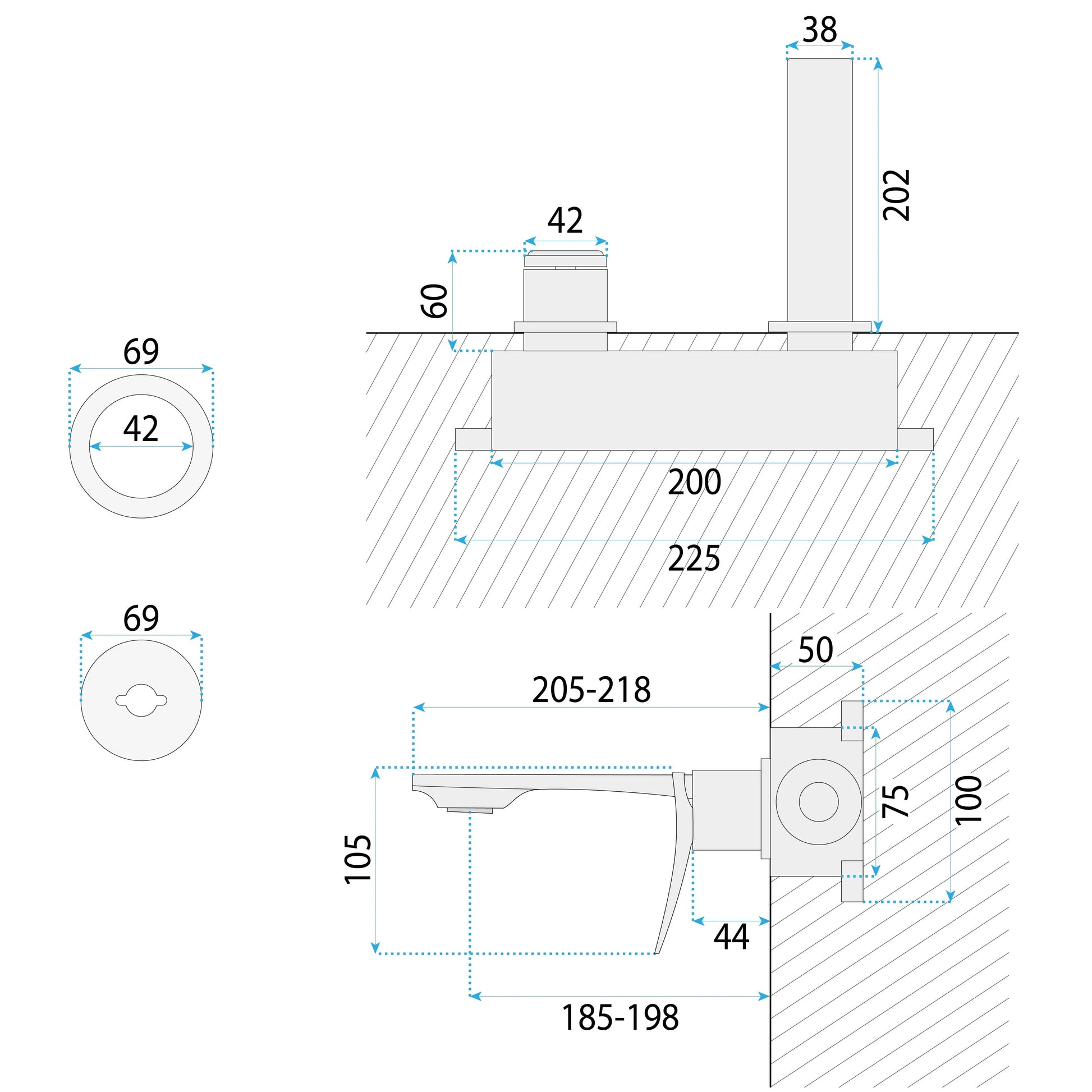 Unterputz-Waschtischarmatur REA VISION Chrome + BOX  12